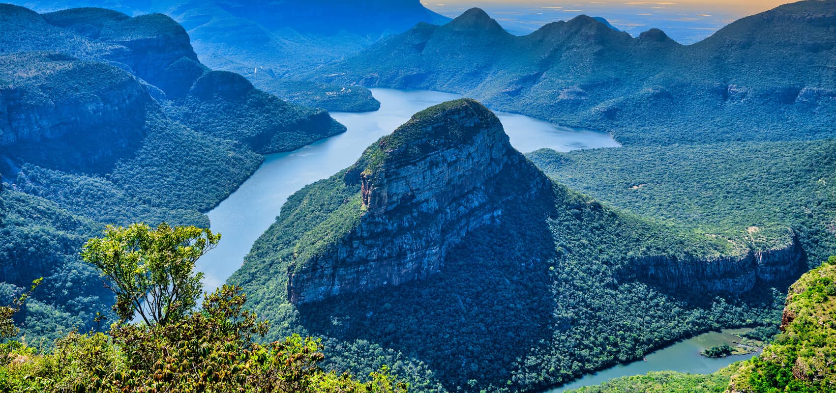 Spectacular panoramic view of the Blyde River Canyon, Panorama Route, Mpumalanga