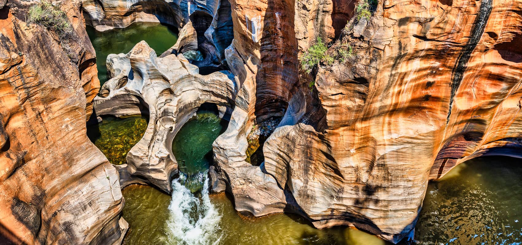 Bourke's Luck Potholes unique rock formations and water channels, Panorama Route, Mpumalanga