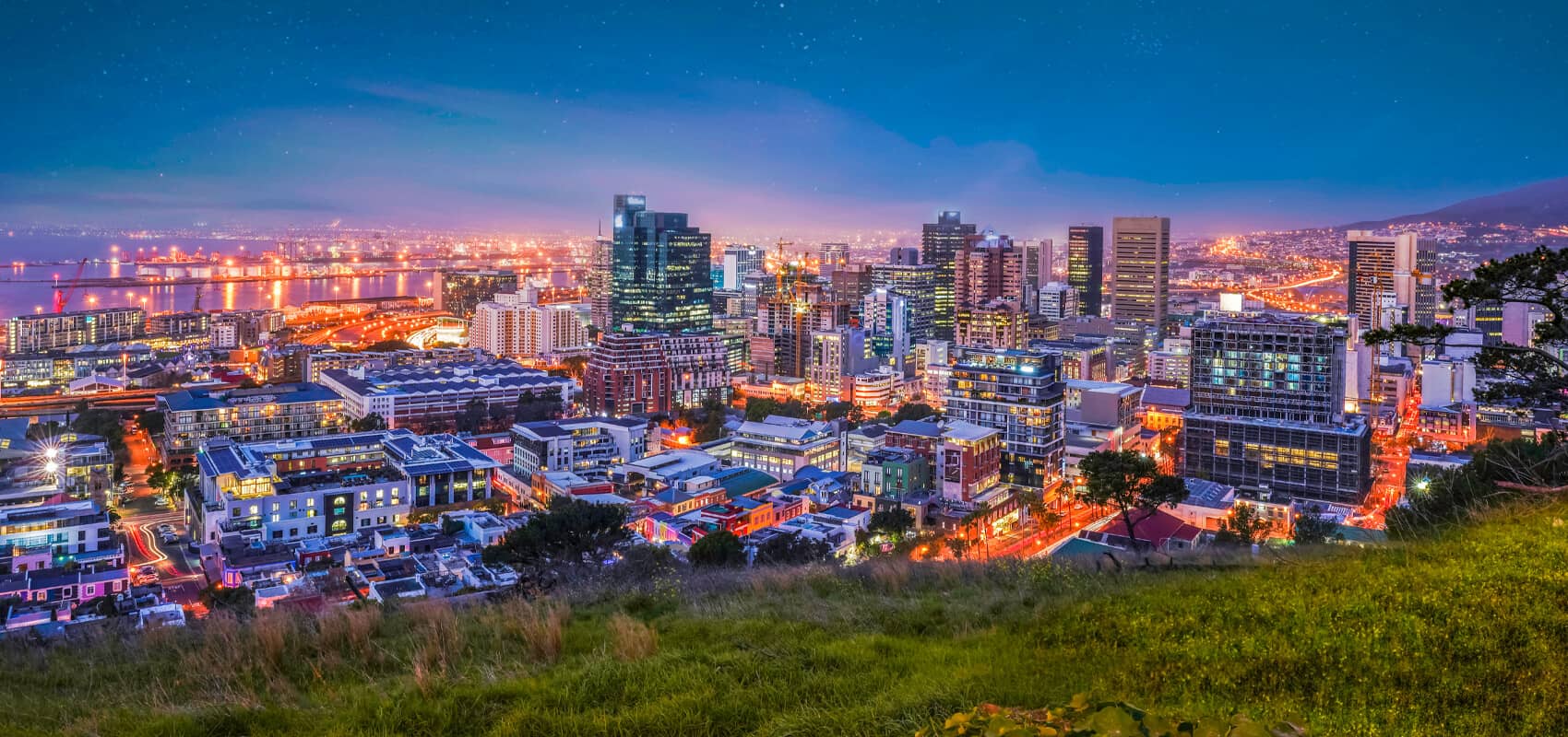 View over the Cape Town City Bowl towards the harbour, seen from Bo-Kaap.