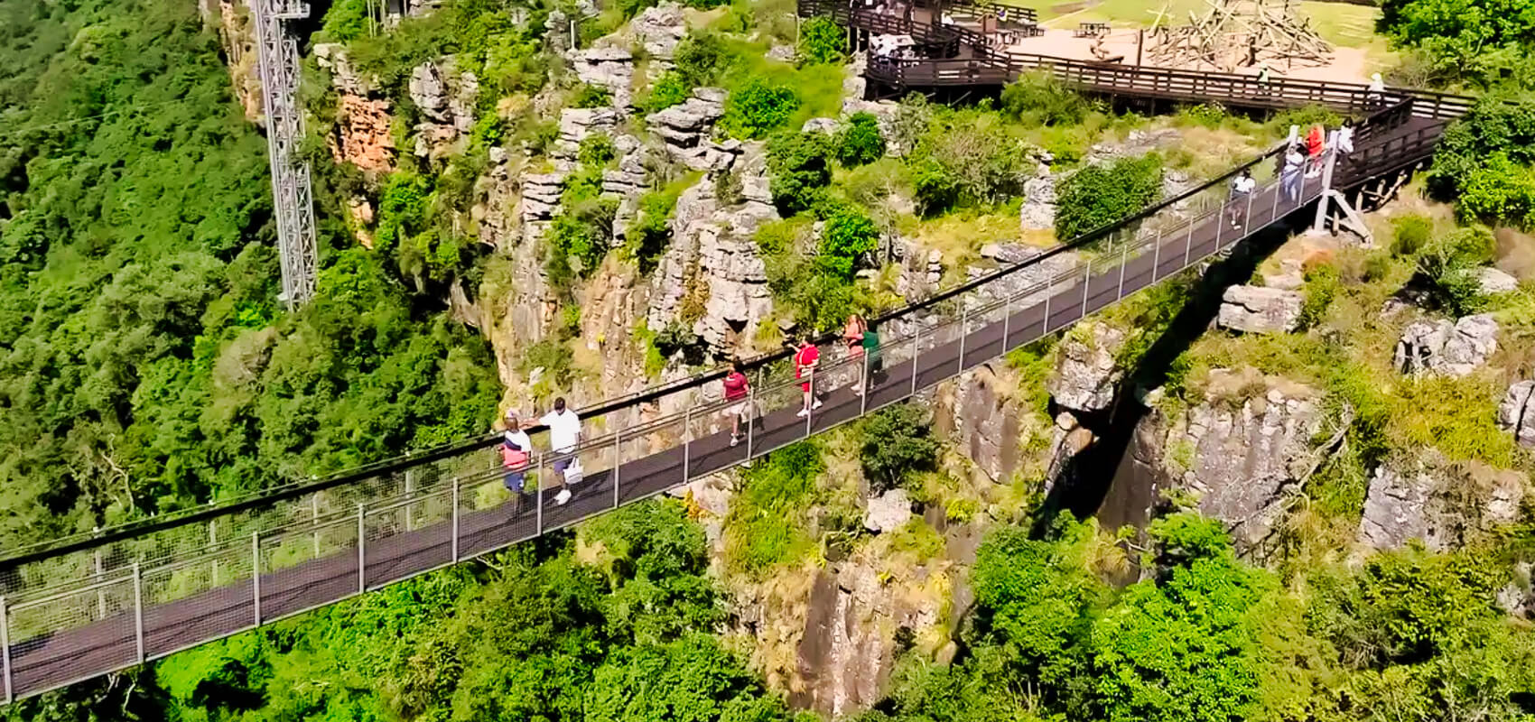 Graskop Gorge Lift Company suspension bridge over a striking gorge, Panorama Route, Mpumalanga
