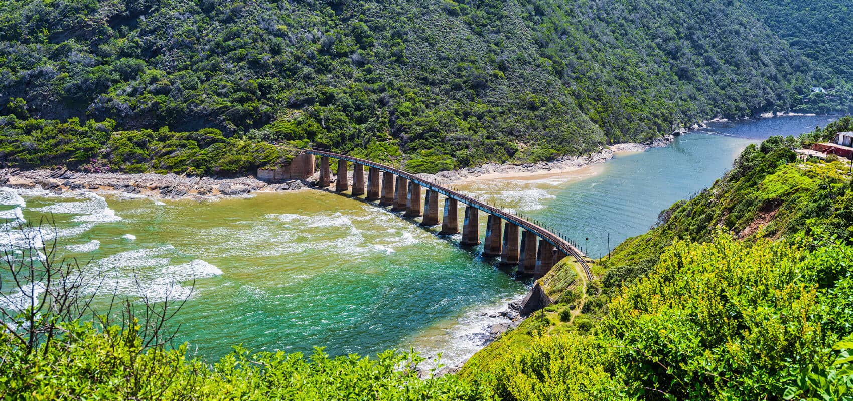 Scenic Kaaimans bridge River flowing through George on South Africa's Garden Route