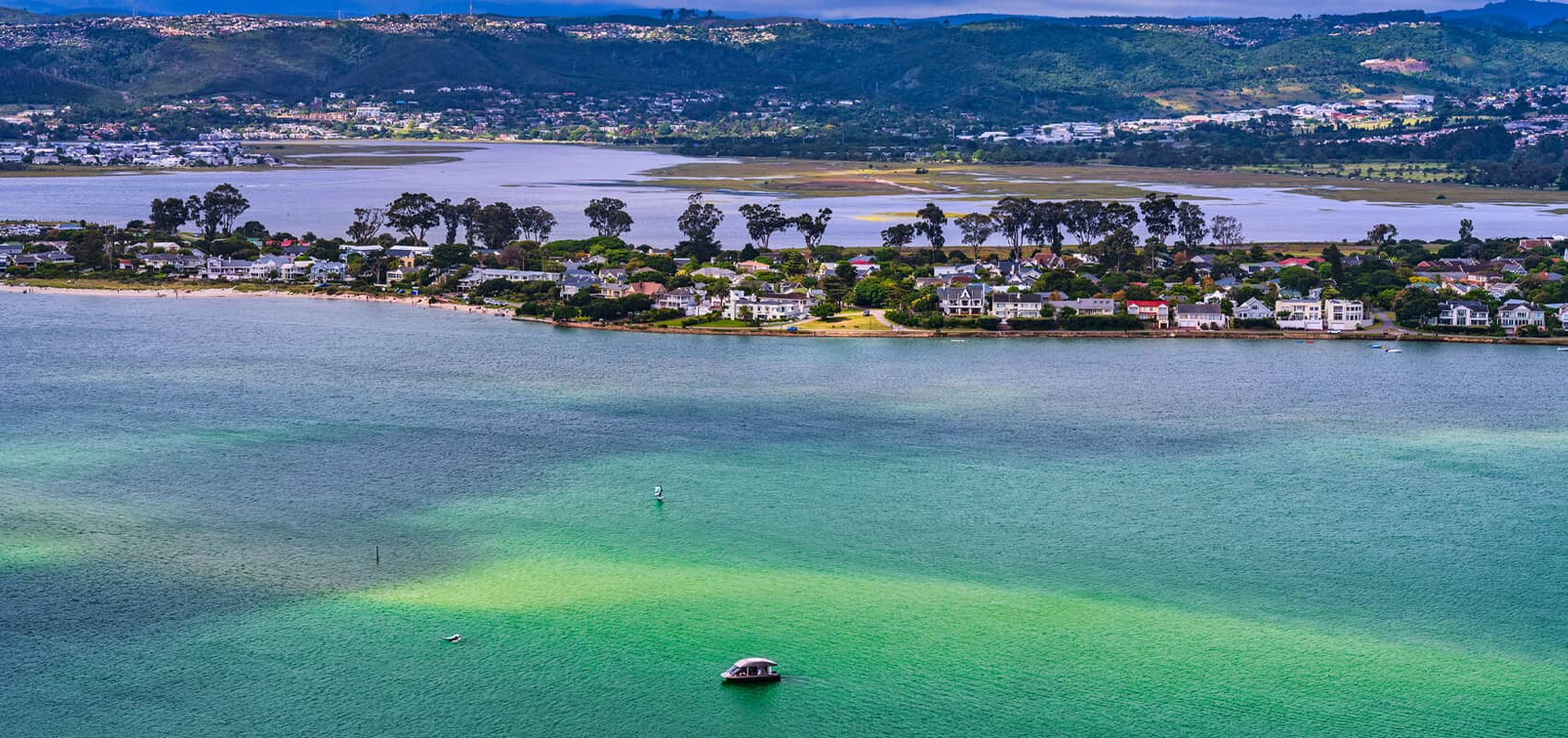 Picturesque views of Knysna's turquoise lagoon near Leisure Island, South Africa