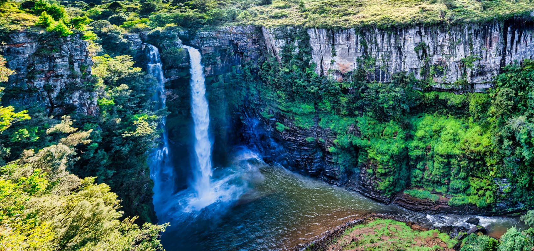 Mac Mac Falls and natural pools nestled in a lush gorge, Panorama Route, Mpumalanga